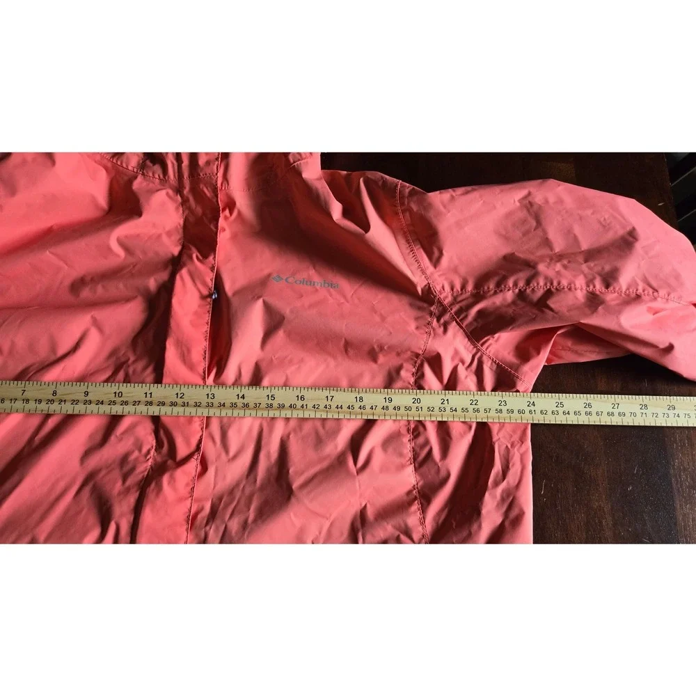 Columbia Womens 1X Arcadia II Rain Jacket Coral Pink Hooded Waterproof Shell